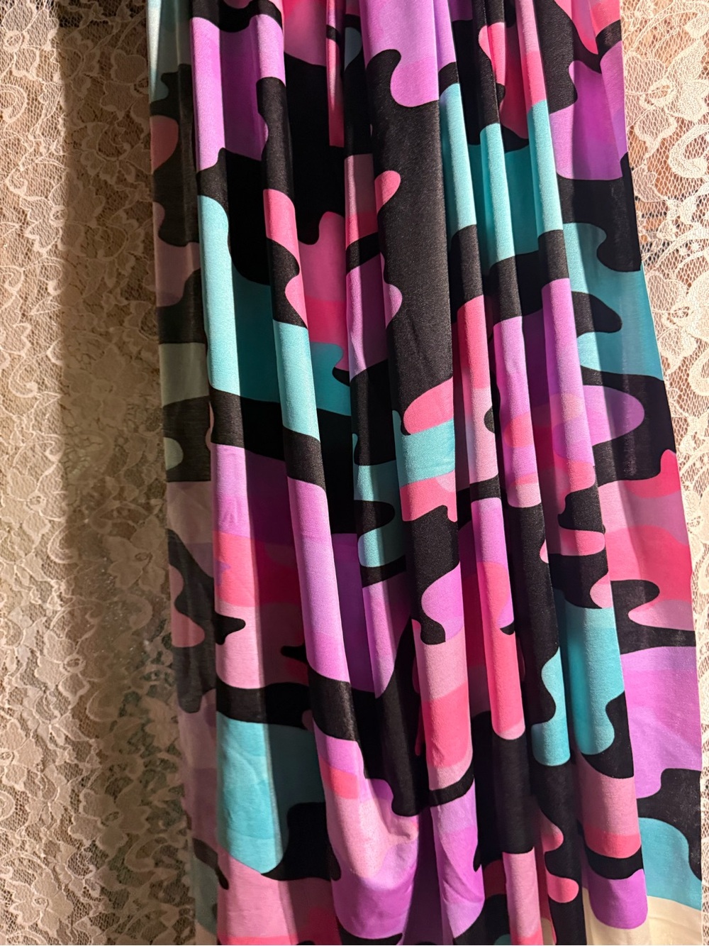Vintage poly spandex fabric neon camo black swimwear bathing suit 1 yard NEW